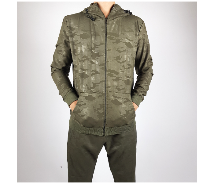 Long Sleeves Medium Hoodie Tracksuit Military Design For Men - Green - Zoom Image 1