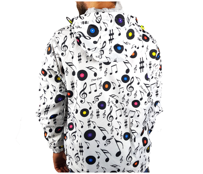 Raincoat XL Hoodie With Musical Design For Men - White - Zoom Image 1