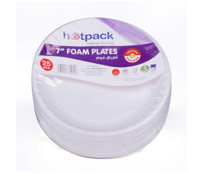 Hotpack RFP7PKT Pack of 25 Pieces 7 Inch Round Foam Plate - White - Zoom Image 1