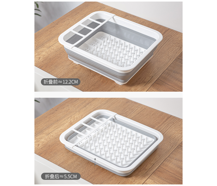 Folding Silicone Tableware Storage Drain Basket - White - Zoom Image 4