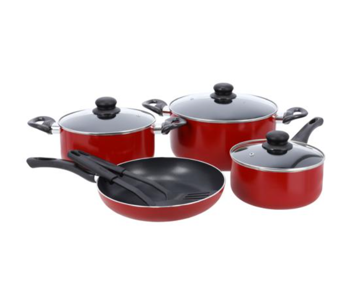 Delcasa DC1995 9 Piece Non-stick Cookware Set - Red - Zoom Image 1