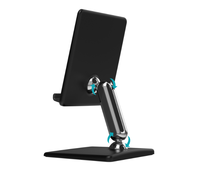 Promate Universal Anti-Slip Base Foldable Multi-Angle Desk Tablet Phone Holder - Black - Zoom Image 4