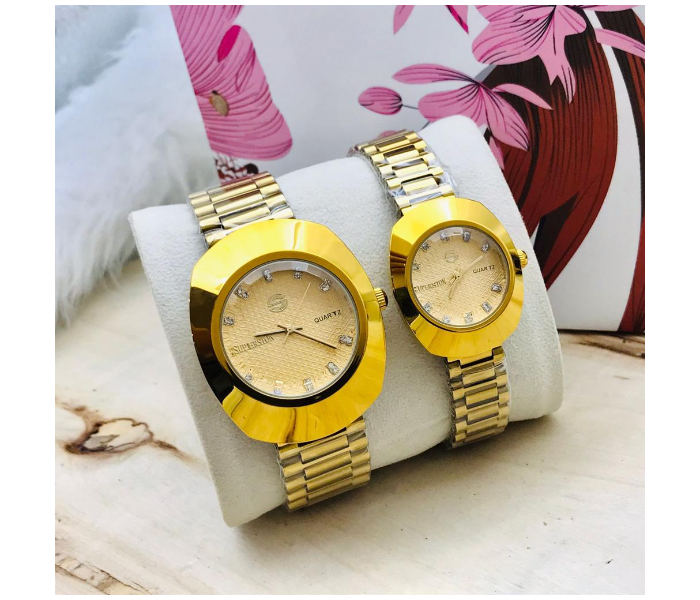 Zen Modo Radel 106 Set of 2 Piece Happy Romantic Couple Analog Watch - Golden - Zoom Image