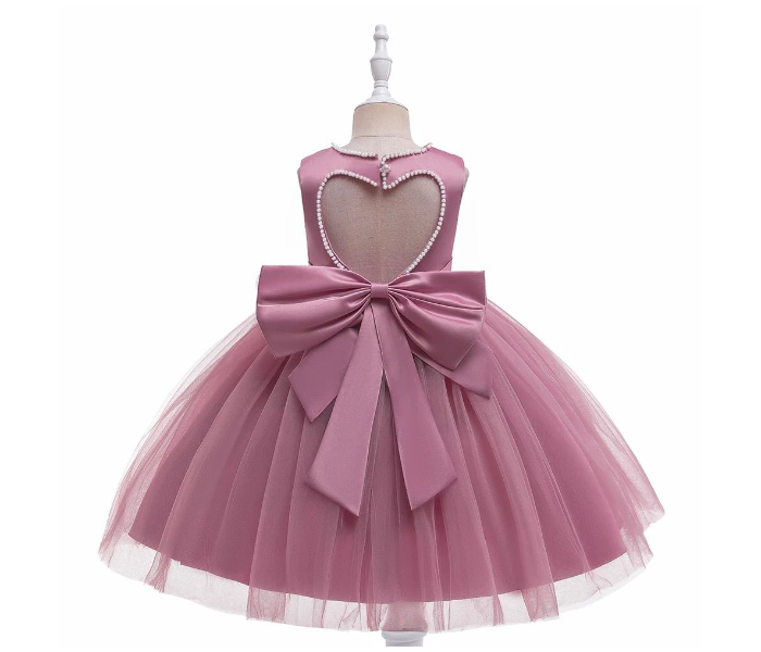 Elegant Sleeveless Back Bow Knot Lace Dresses for 7-8 Aged Girls - Dark Pink - Zoom Image 1