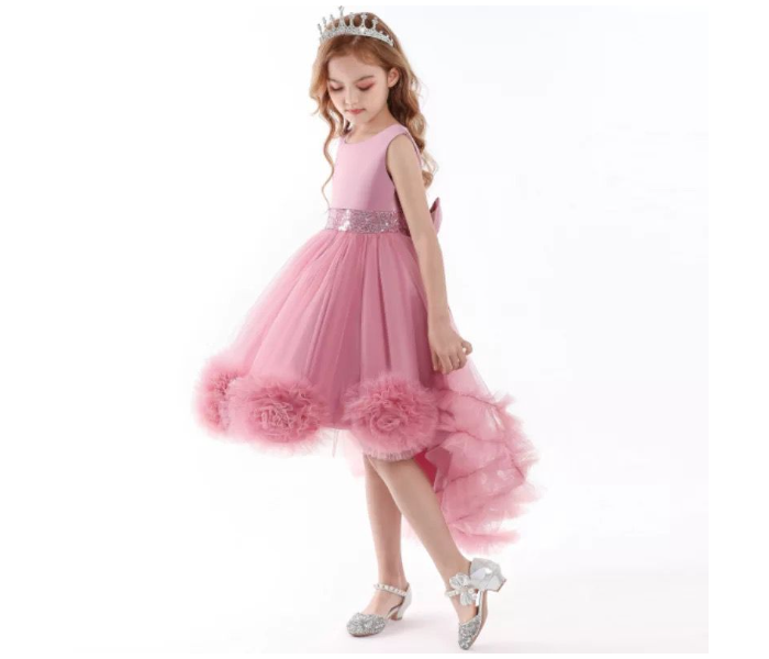 Elegant Sleeveless Flower Decoration Lace Dresses for 7-8 Aged Girls - Dark Pink - Zoom Image 4