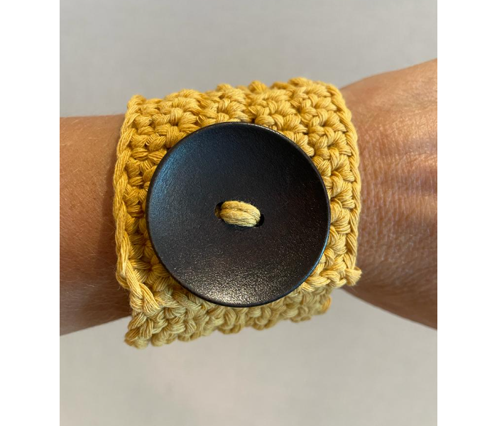 Crochet Handmade Chunky Stringy Bracelet - Mustard - Zoom Image 4