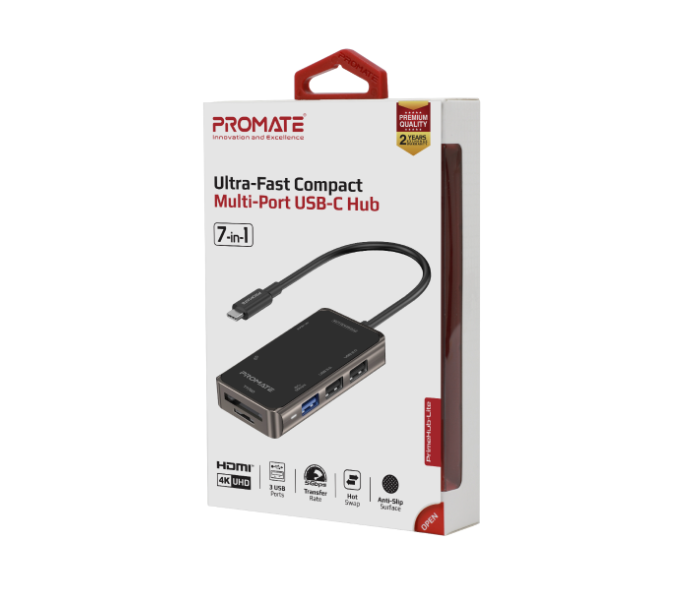 Promate 7-in-1 Multi-Port Adapter USB-C Hub - Black - Zoom Image 5