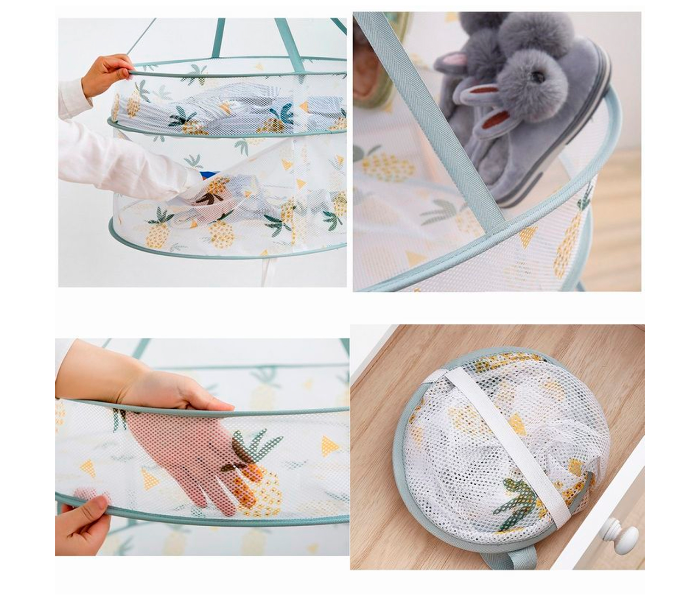 Pineapple Designed Double Layer Single Closed Clothes Basket - White - Zoom Image 4