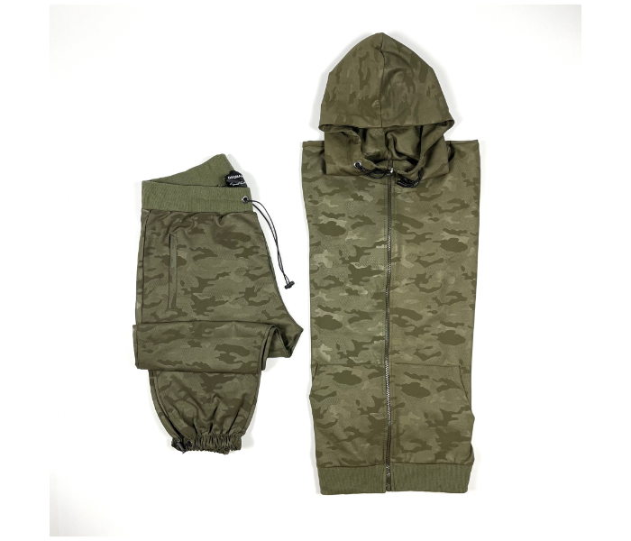 Long Sleeves Large Hoodie Tracksuit Military Design For Men - Green - Zoom Image 4