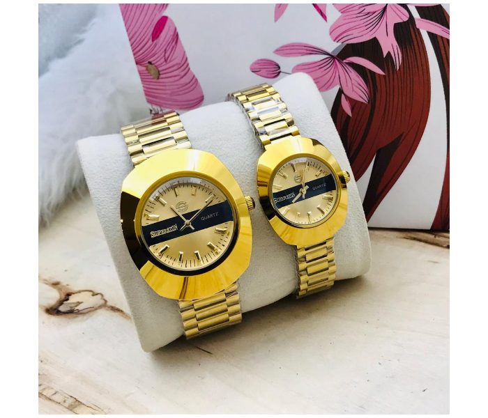 Zen Modo Radel 104 Set of 2 Piece Happy Romantic Couple Analog Watch - Golden - Zoom Image