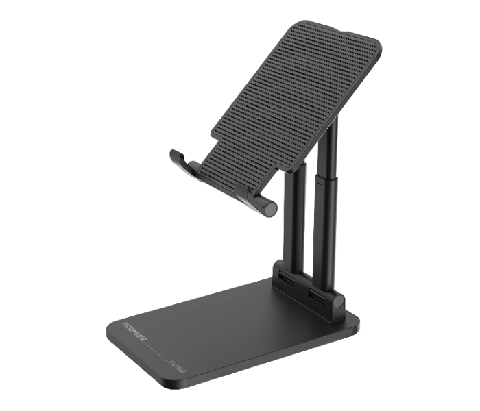 Promate Premium Aluminum Adjustable Height Anti-Slip Base and Foldable Tablet Stand Holder - Black - Zoom Image 1