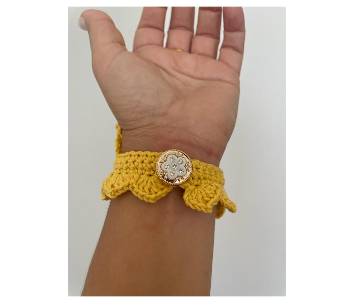 Crochet Handmade Set of 2 Piece Fingerless Gloves - Yellow - Zoom Image 5