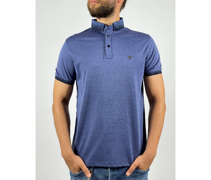 Slim Polo Neck Summer Thin Cloth XL Shirt For Men - Blue - Zoom Image 1