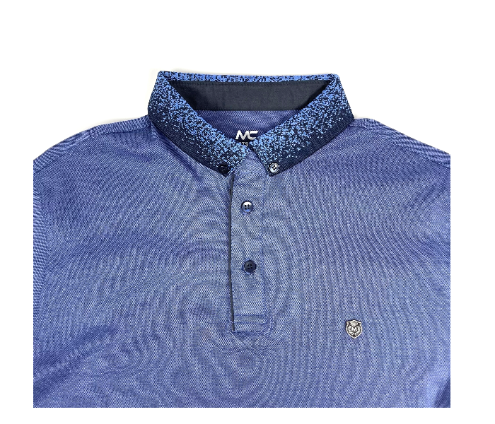 Slim Polo Neck Summer Thin Cloth Medium Shirt For Men - Blue - Zoom Image 2