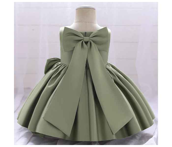 High Quality Satin Back Bow Knot Party Dress for 4-5 Aged Girls - Green - Zoom Image 1