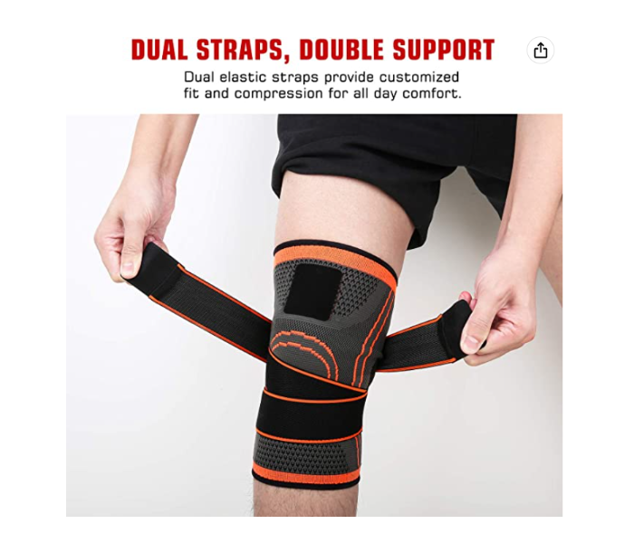 2 Piece Knee Guard Support for Pain Relief - Black - Zoom Image 4