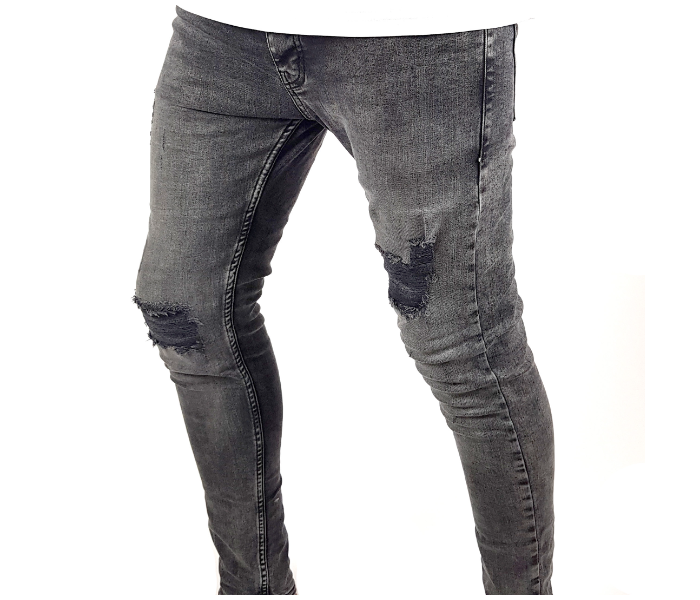 Faded 30 Sized Ripped Skinny Jeans For Men - Grey - Zoom Image 1