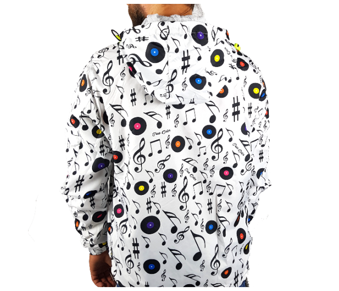 Raincoat Small Hoodie With Musical Design For Men - White - Zoom Image 1