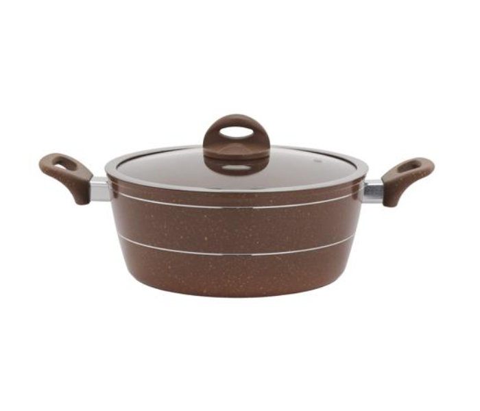 Delcasa DC2224 22cm Granite Golden Pearl Casserole with Glass Lid - Brown - Zoom Image 1