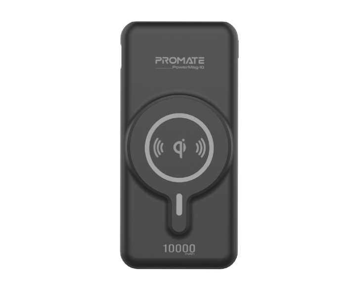 Promate 10000mAh 20Watts Powermag 10 Magnetic Wireless Power Bank - Black - Zoom Image 1