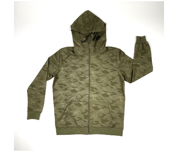 Long Sleeves Medium Hoodie Tracksuit Military Design For Men - Green - Zoom Image 2