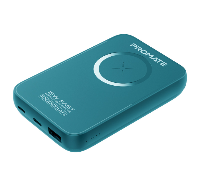 Promate 10000mAh 20Watts Powermag 10 Plus Magnetic Wireless Power Bank - Blue - Zoom Image 1