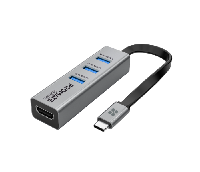 Promate 3 USB-C Hub HDMI Adapter - Grey - Zoom Image