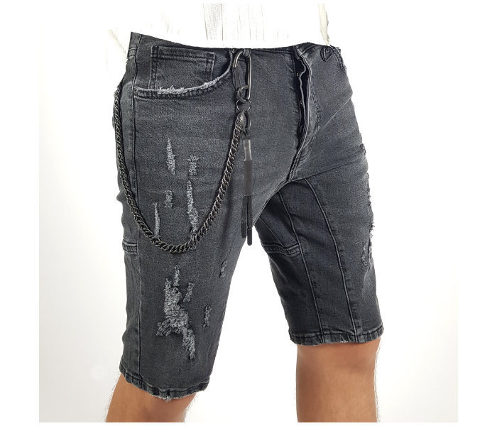 Ripped 29 Sized Shorts Jeans With Chain For Men - Grey - Zoom Image 1