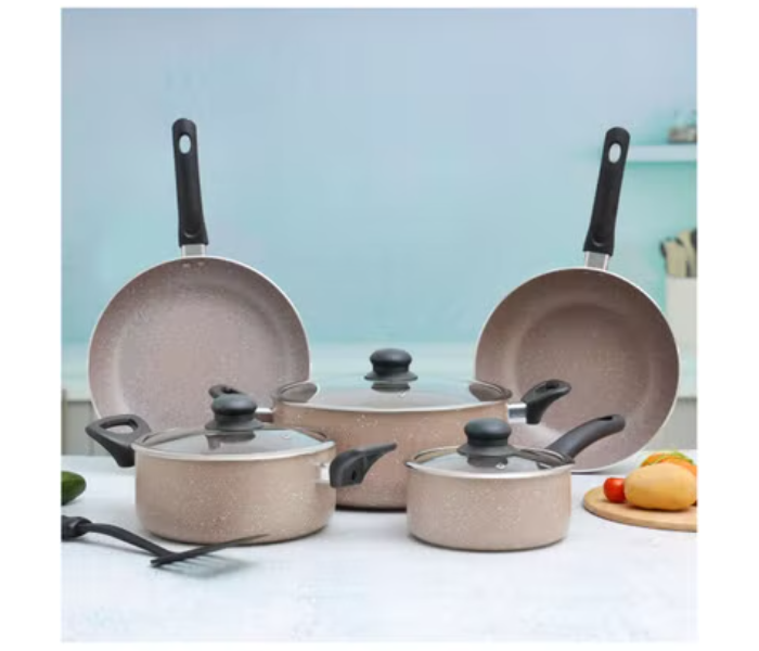 Delcasa DC1577BGE 9 Piece Granite Coated Aluminium Cookware Set - Beige - Zoom Image 4