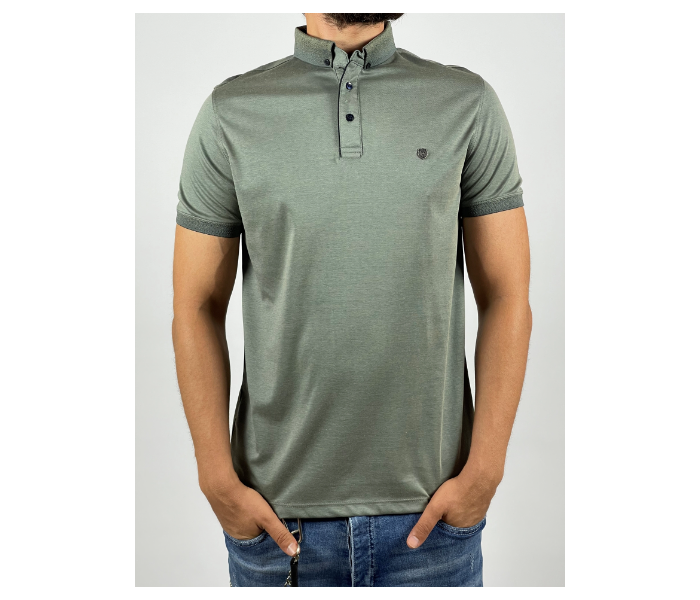 Slim Polo Summer Thin Cloth XXL Shirt For Men - Olive Green - Zoom Image 1