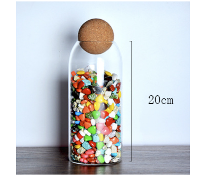 Spherical 20cm Cork Glass Storage Sealed Jar - Zoom Image 1