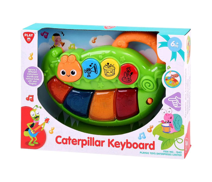 Playgo PLY1340 Caterpillar Keyboard Battery Operated Activity Toy For Kids - Zoom Image 1