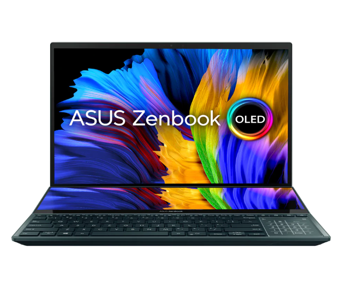 ASUS  ZENBOOK PRO DUO 15-UX582ZM-OLED209W 15.6 Inch 4K UHD OLED Intel Core i9-12900H Processor 32GB RAM 1TB SSD 8GB NVIDIA RTX 3070Ti Graphics Windows 11 Home with Sleeve and Stylus Pen - Blue - Zoom Image 1