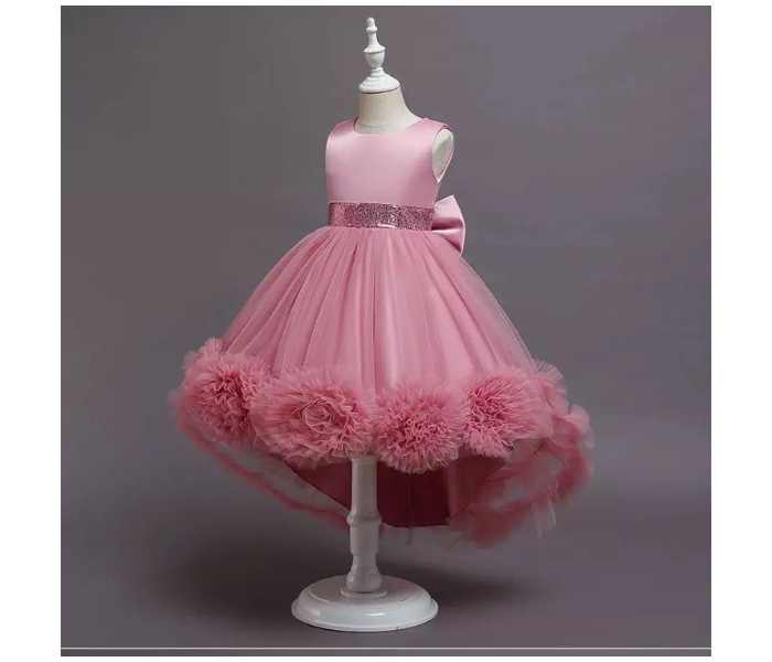 Elegant Sleeveless Flower Decoration Lace Dresses for 8-9 Aged Girls - Dark Pink - Zoom Image 2