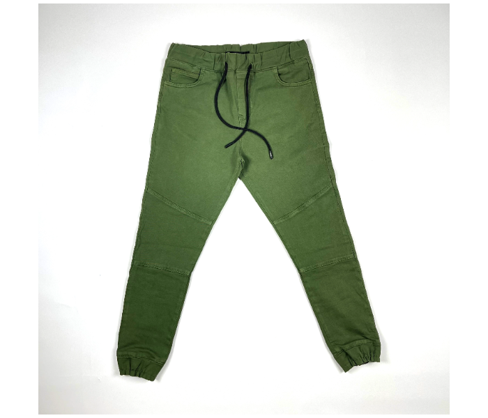 Cotton Lace Up Large Jogger Pants for Men - Military Green - Zoom Image 3