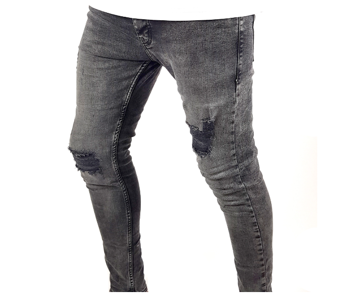 Faded 31 Sized Ripped Skinny Jeans For Men - Grey - Zoom Image 1