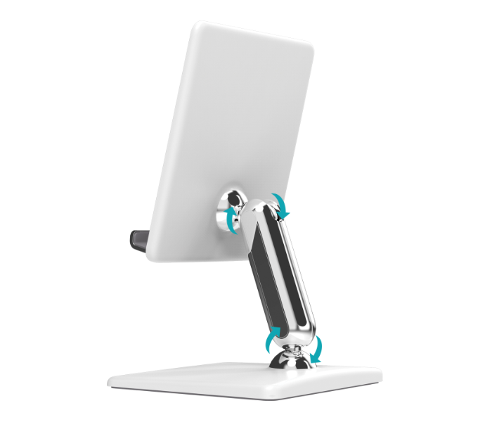 Promate Universal Anti-Slip Base Foldable Multi-Angle Desk Tablet Phone Holder - White - Zoom Image 1