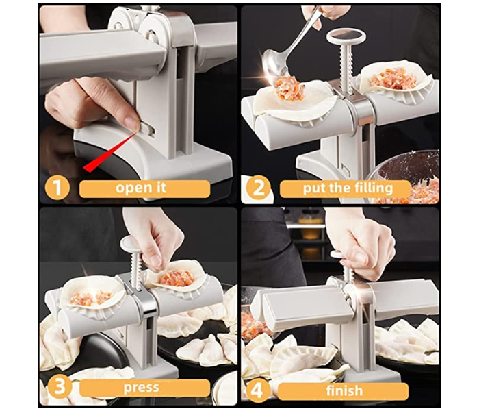 Double Head Automatic Dumpling Maker Mould Kitchen Accessory - Silver - Zoom Image 4