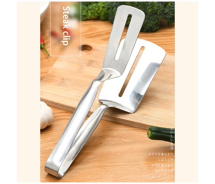 Stainless Steel 26cm Grilled Steak Clamp Long Steak Cleaner - Silver - Zoom Image 1