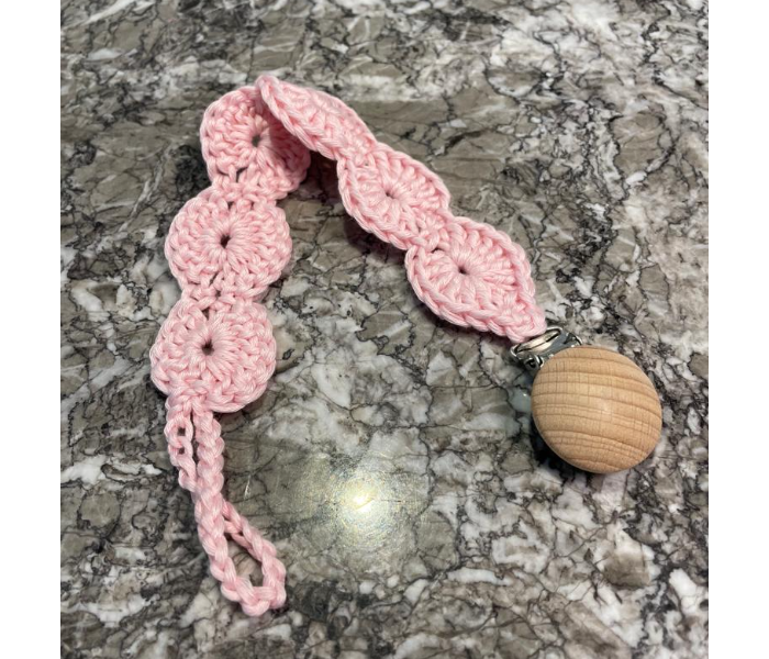 Crochet Handmade Pacifier Strap And Clip - Pink - Zoom Image 4