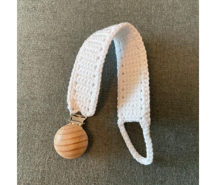 Crochet Handmade Pacifier Strap And Clip - White - Zoom Image 1