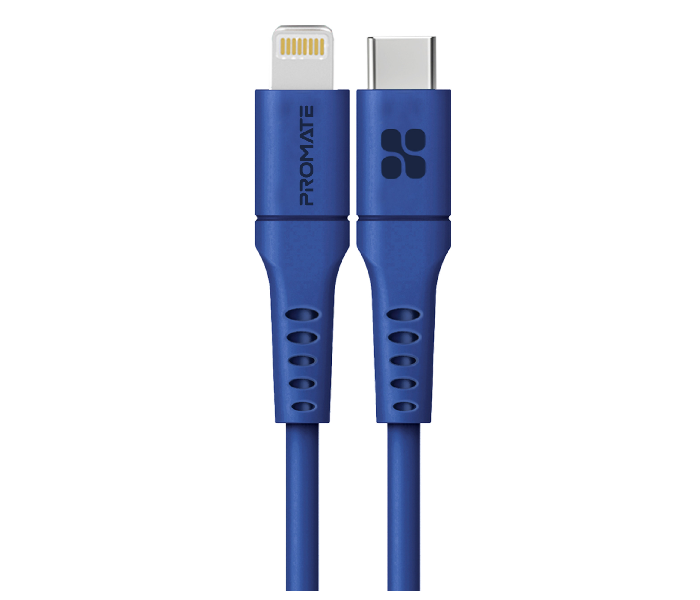 Promate 3 Meter 20Watts Fast Charging USB-C to Lightning Cable - Blue - Zoom Image