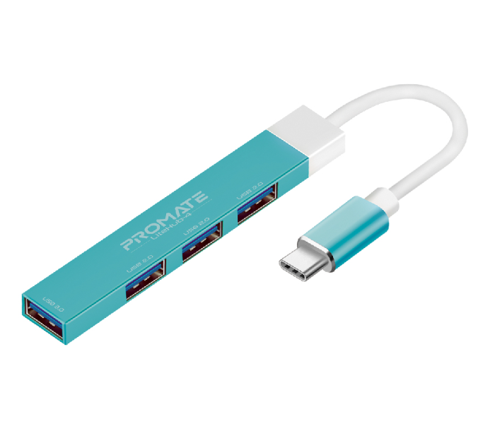 Promate 4-in-1 Type-C USB-C Hub Charge Adapter - Blue - Zoom Image 1