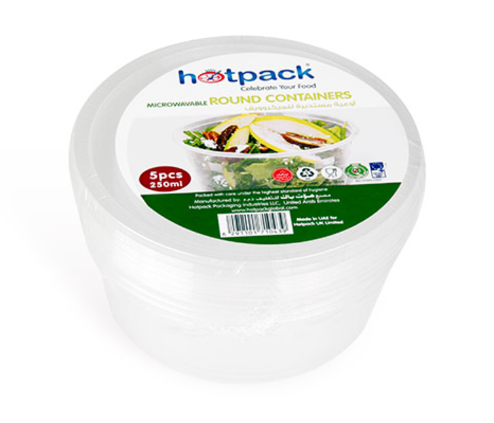 Hotpack HSMMP250 Pack of 5 Pieces 250ml Micro Wave Container Round - Zoom Image 1