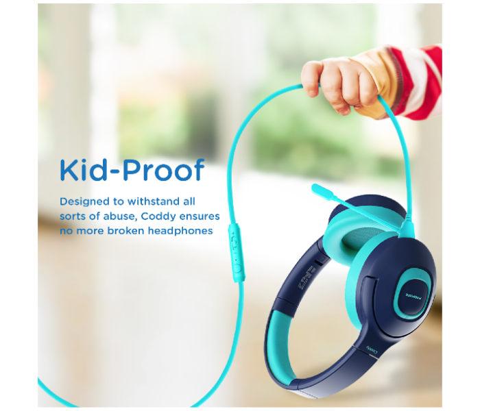 Promate Wireless Headphones with Dual Mic for Kids - Aqua - Zoom Image 5