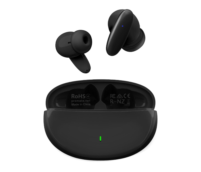 Promate Bluetooth Mic and Water Resistance True Wireless Earbuds - Black - Zoom Image 1