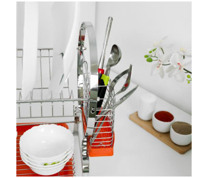 Delcasa DC2398 2 Layer Wall Hanging Dish Rack - Silver and Red - Zoom Image 4