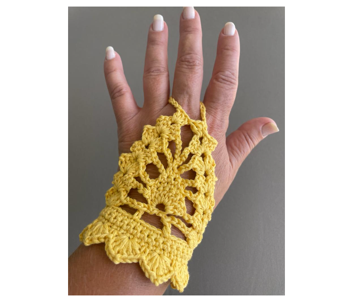 Crochet Handmade Fingerless Gloves - Yellow - Zoom Image 4