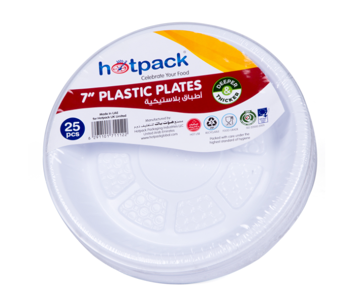 Hotpack PARPP7D Pack of 25 Pieces 7 Inch Plastic Round Plate - White - Zoom Image 1