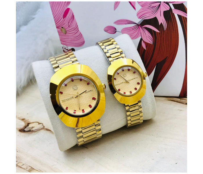 Zen Modo Radel 101 Set of 2 Piece Happy Romantic Couple Analog Watch - Golden - Zoom Image